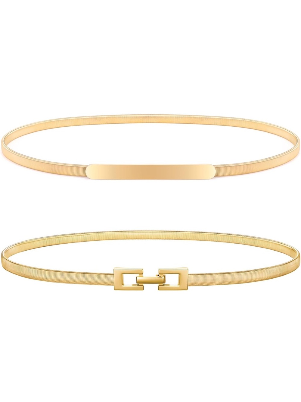 Gold Slim Metal Stretch Belt - Women's Fashion Accessory